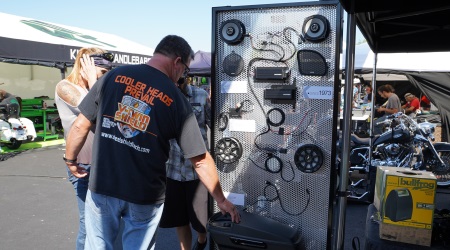 Bikers had an opportunity to check out Kicker’s latest gear for their rides.