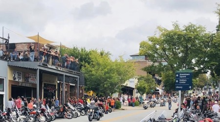 Bikes lined the streets in Fayetteville during the event.
