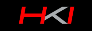 Logo featuring the letters 'HKI' in red and gray against a black background.