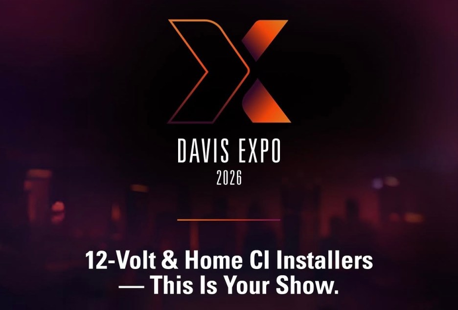 Logo for Davis Expo 2026 featuring the event title and a tagline inviting 12-Volt and Home CI installers.