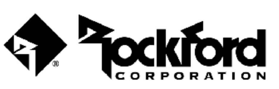 Logo of Rockford Corporation featuring a stylized graphic design and bold typography.