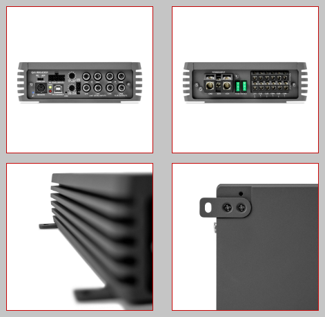 Image showing the back panel of an audio equipment with multiple input and output ports.