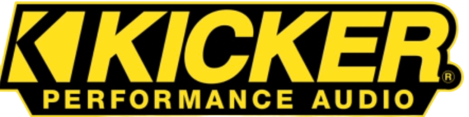 Kicker Performance Audio logo featuring bold yellow lettering on a black background.